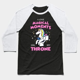 Magical Moments on Throne Unicorn Reading Book in Toilet Baseball T-Shirt